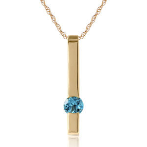 14K. SOLID GOLD NECKLACE WITH NATURAL BLUE TOPAZ (Yellow Gold)